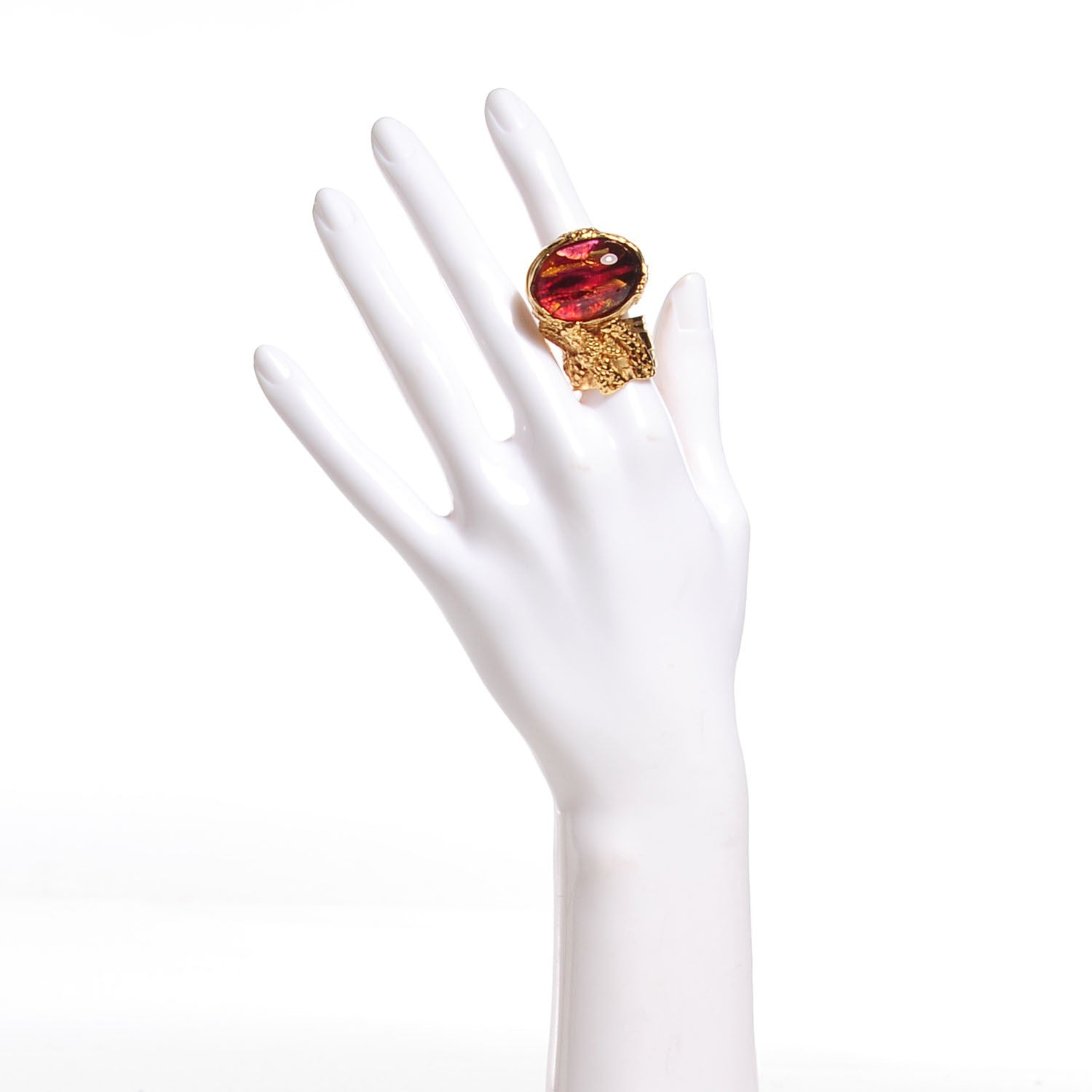 Saint Laurent Glass Cabochon Love Arty Ovale Ring 8 Pink 2 of 3