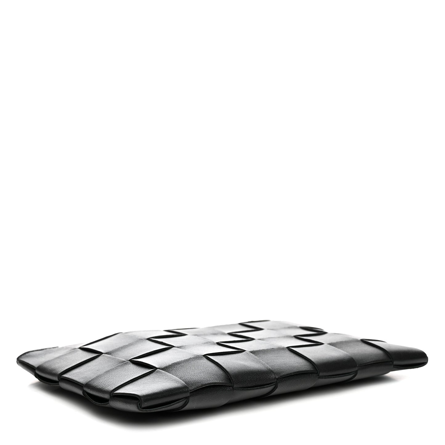 Nappa Maxi Intrecciato Medium Cassette Flat Zip Pouch Black