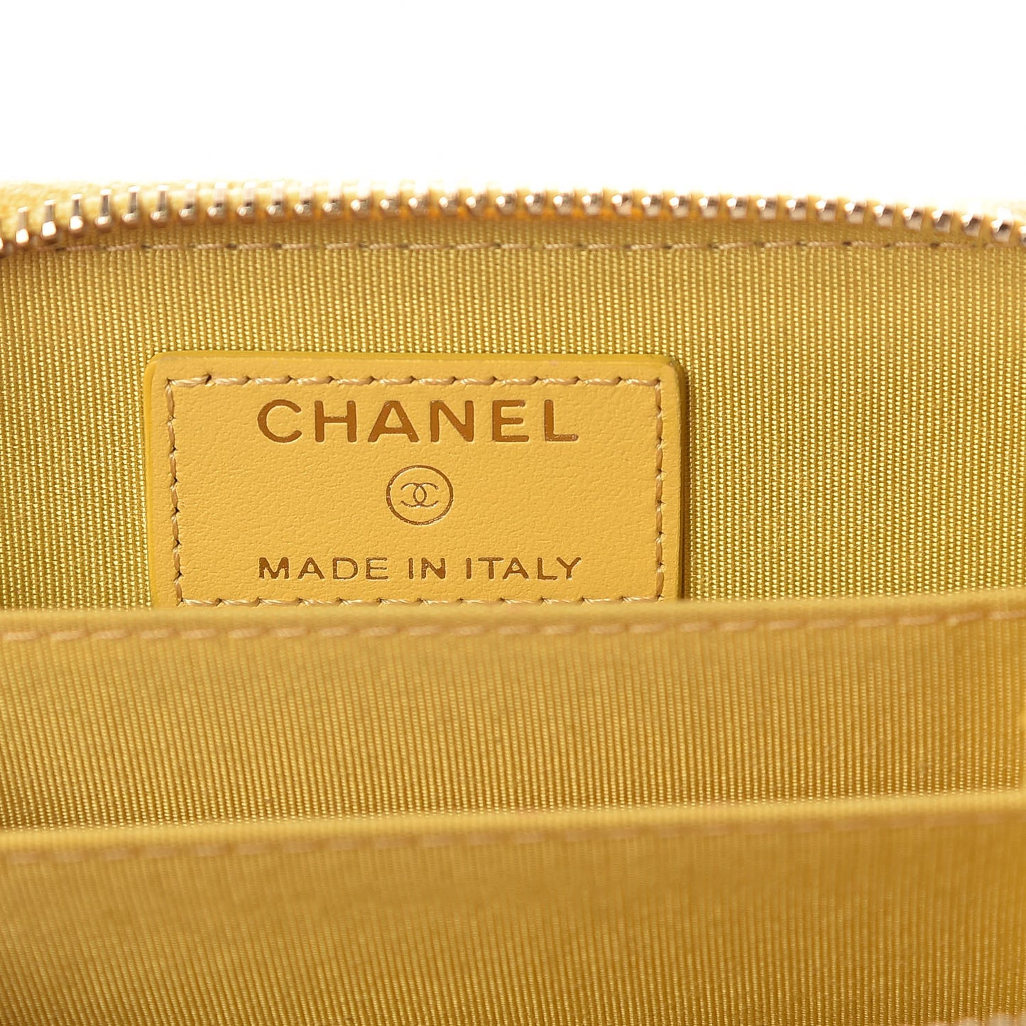 Caviar Stitched Zip Coin Purse Yellow