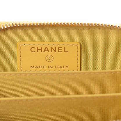 Chanel Caviar Stitched Zip Coin Purse Yellow 6 of 8