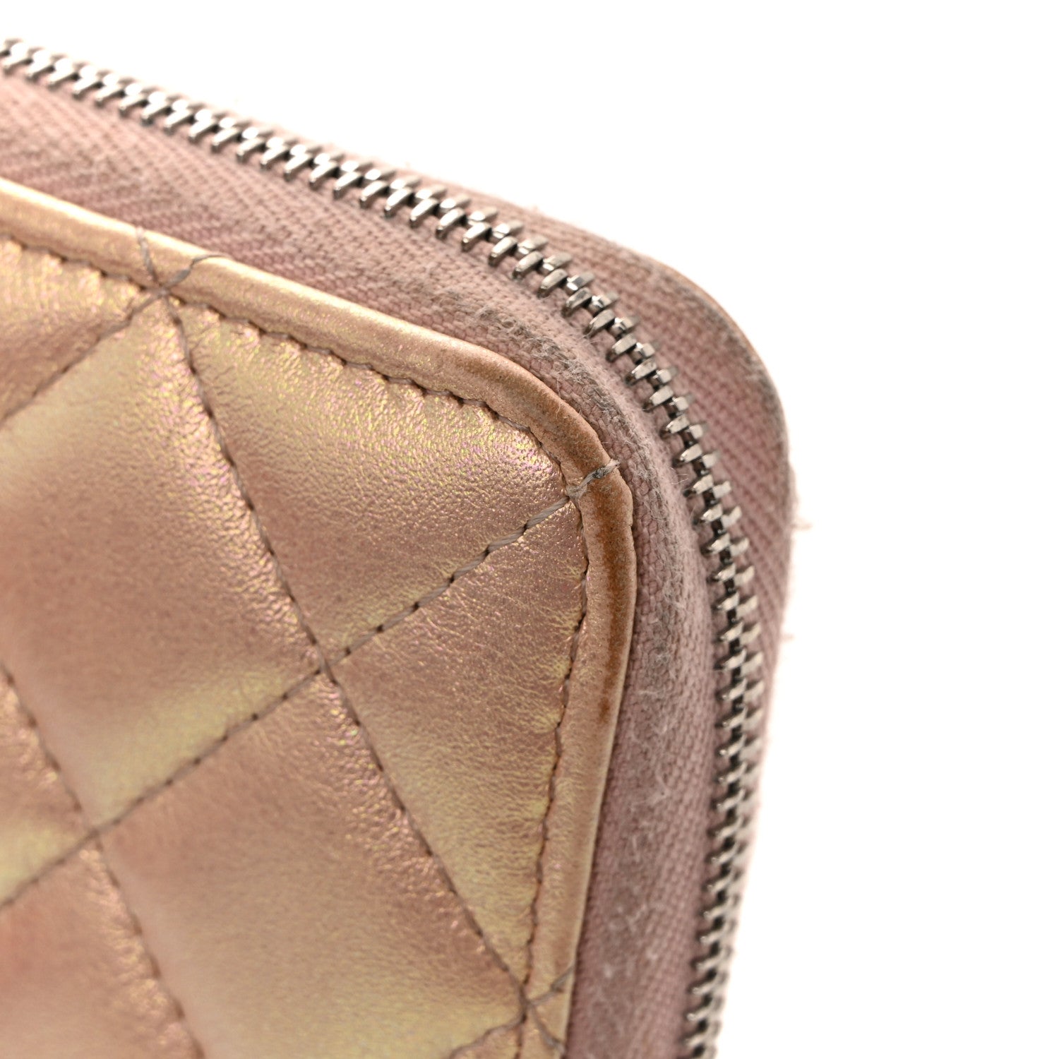 Chanel Iridescent Lambskin Quilted Large Gusset Zip Around Wallet Pink 12 of 15