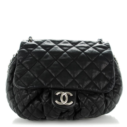 Chanel Washed Lambskin Quilted Large Chain Around Messenger Black 1 of 7