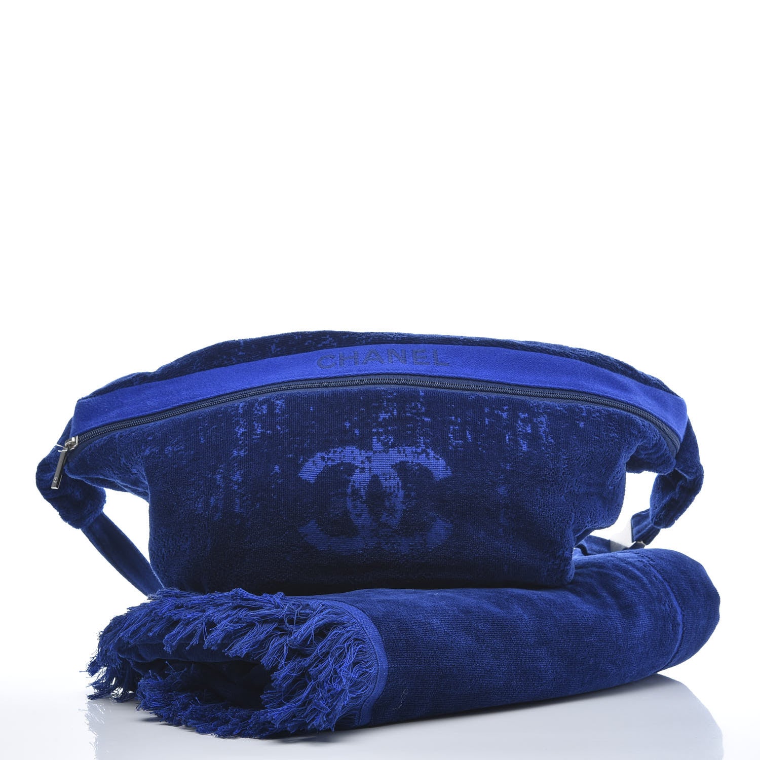 Chanel Terry Cloth Cotton CC Waist Bag Towel Set Blue 13 of 13