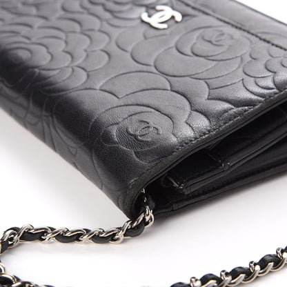 Chanel Lambskin Camellia Embossed Wallet on Chain WOC Black 17 of 17