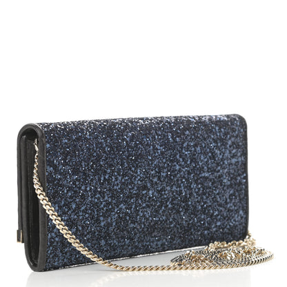 Jimmy Choo Glitter Milla Wallet on Chain Navy 3 of 11