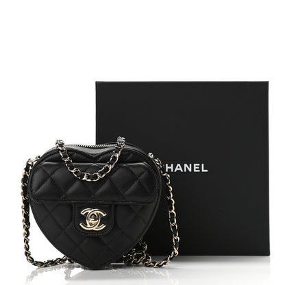 Chanel Lambskin Quilted CC In Love Heart Clutch With Chain Black 11 of 11