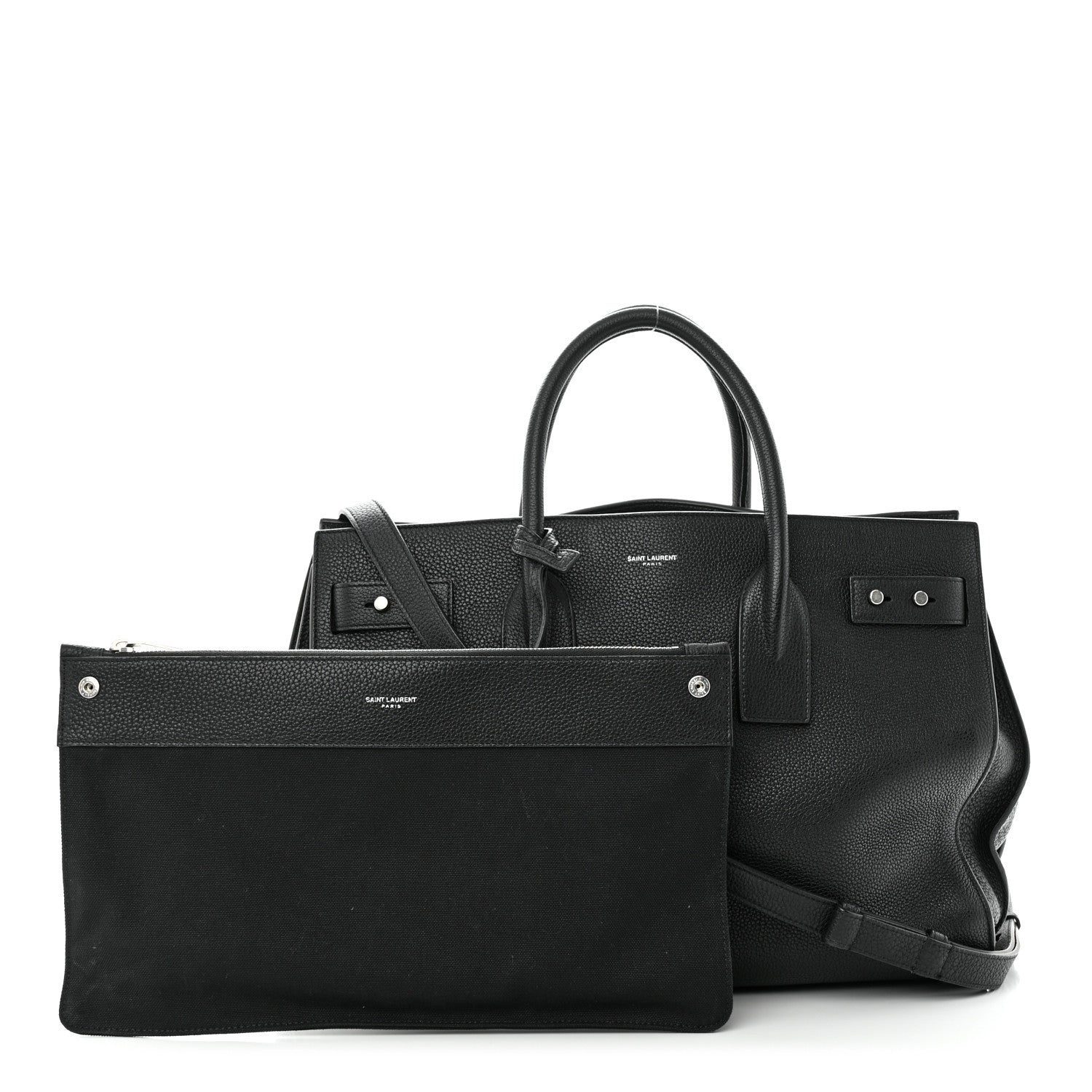 Saint Laurent Grained Calfskin Medium Souple Sac De Jour Black 1 of 10
