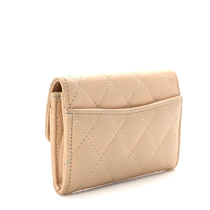 Chanel Caviar Quilted Flap Card Holder Wallet Beige 3 of 8