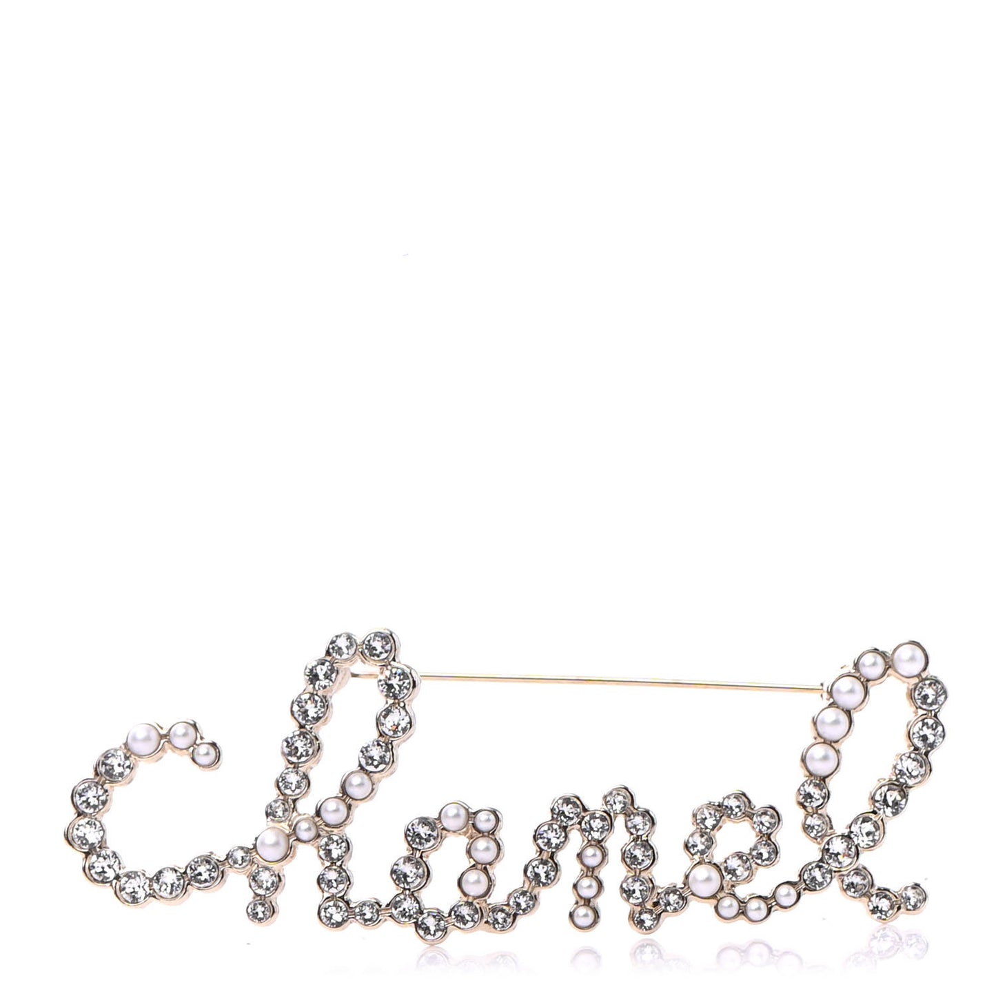 Metal Glass Swirling Pearls Brooch Pin Gold