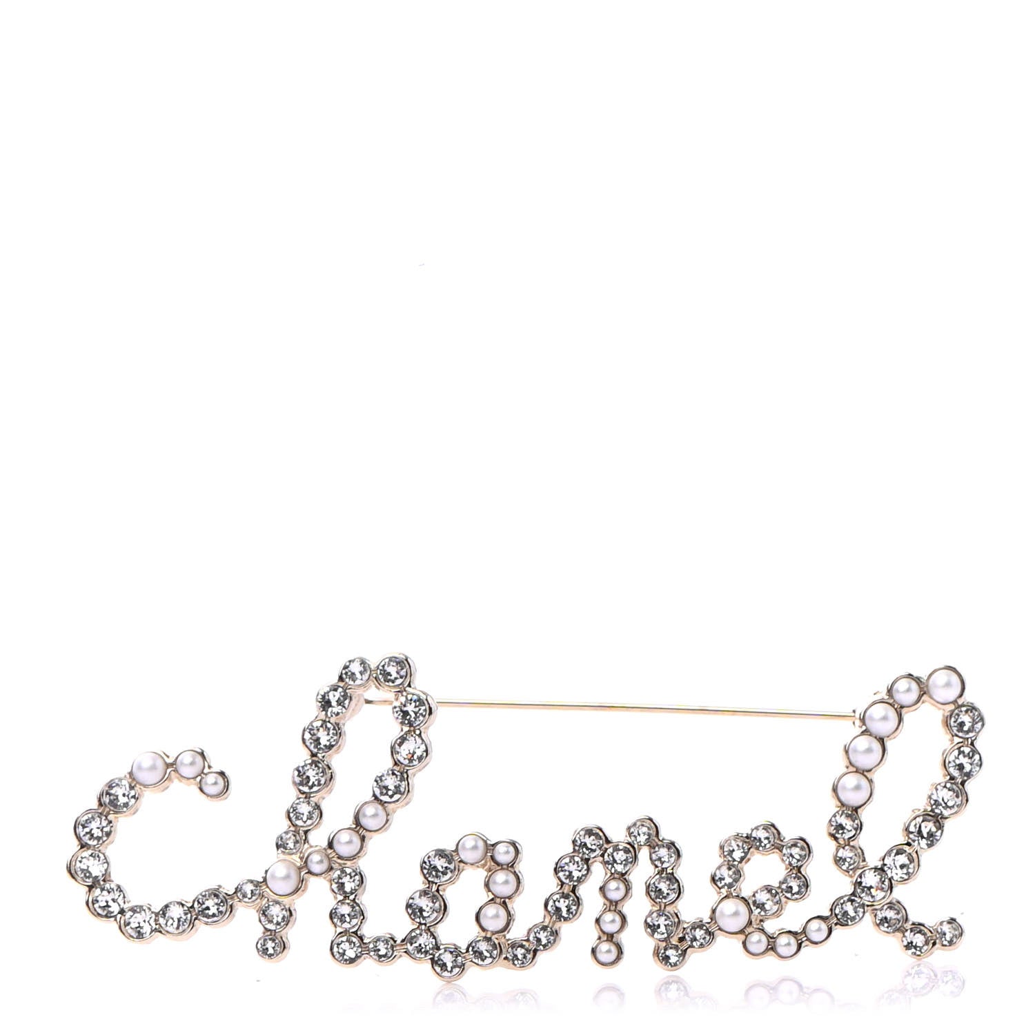 Chanel Metal Glass Swirling Pearls Brooch Pin Gold 1 of 4