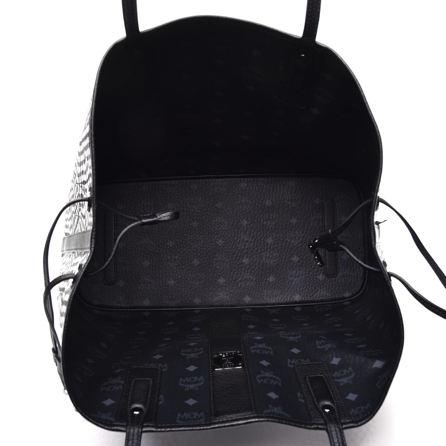 MCM Visetos Large Liz Reversible Shopper Tote Black 10 of 16