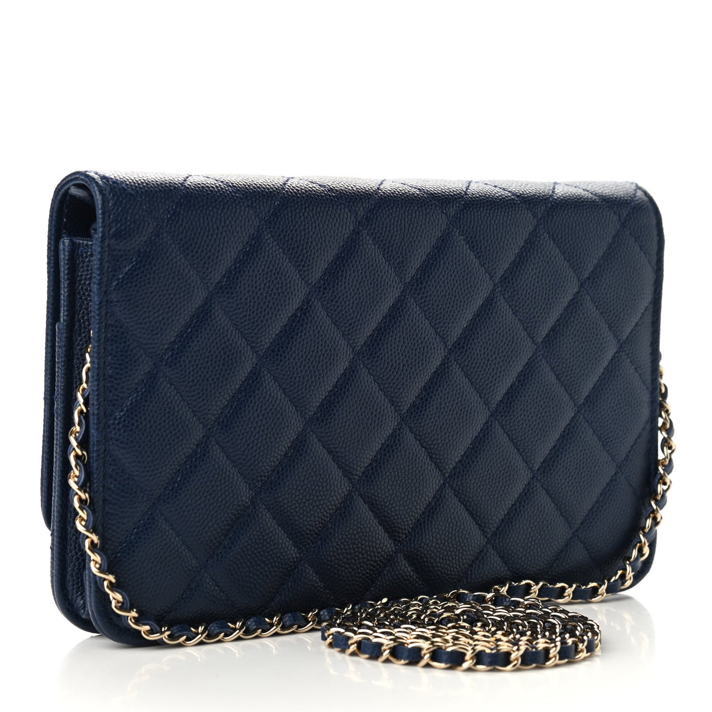 Caviar Quilted Golden Class Wallet On Chain WOC Navy