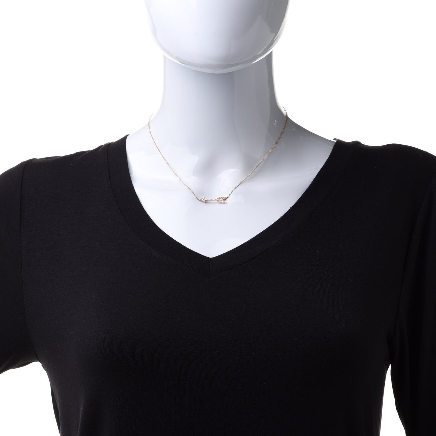 18K Rose Gold Diamond Arrow Pendant Necklace