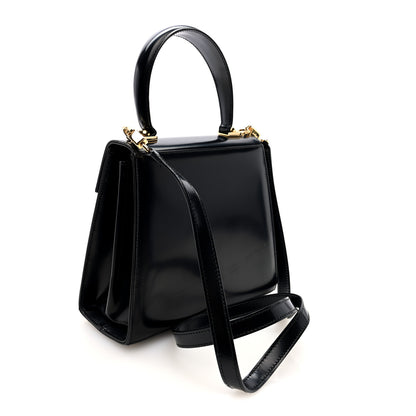 Salvatore Ferragamo Hammered Calfskin Small Iconic Top Handle Bag Black 3 of 9