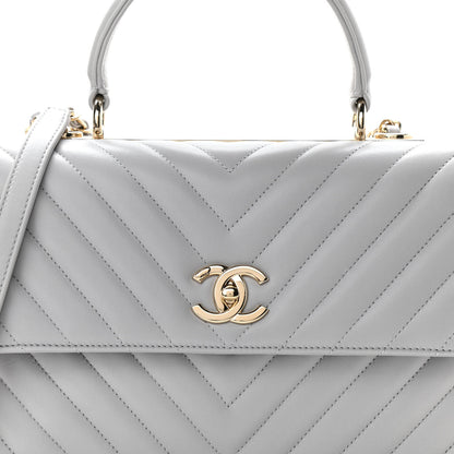 Chanel Lambskin Chevron Quilted Medium Trendy CC Dual Handle Flap Bag Grey 9 of 12