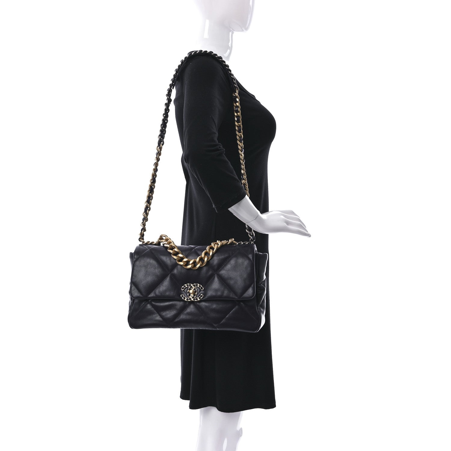 Chanel Goatskin Quilted Large Chanel 19 Flap Navy Blue 2 of 9