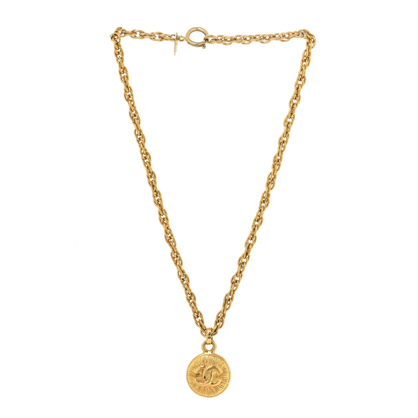 CC Medallion Choker Chain Necklace Gold