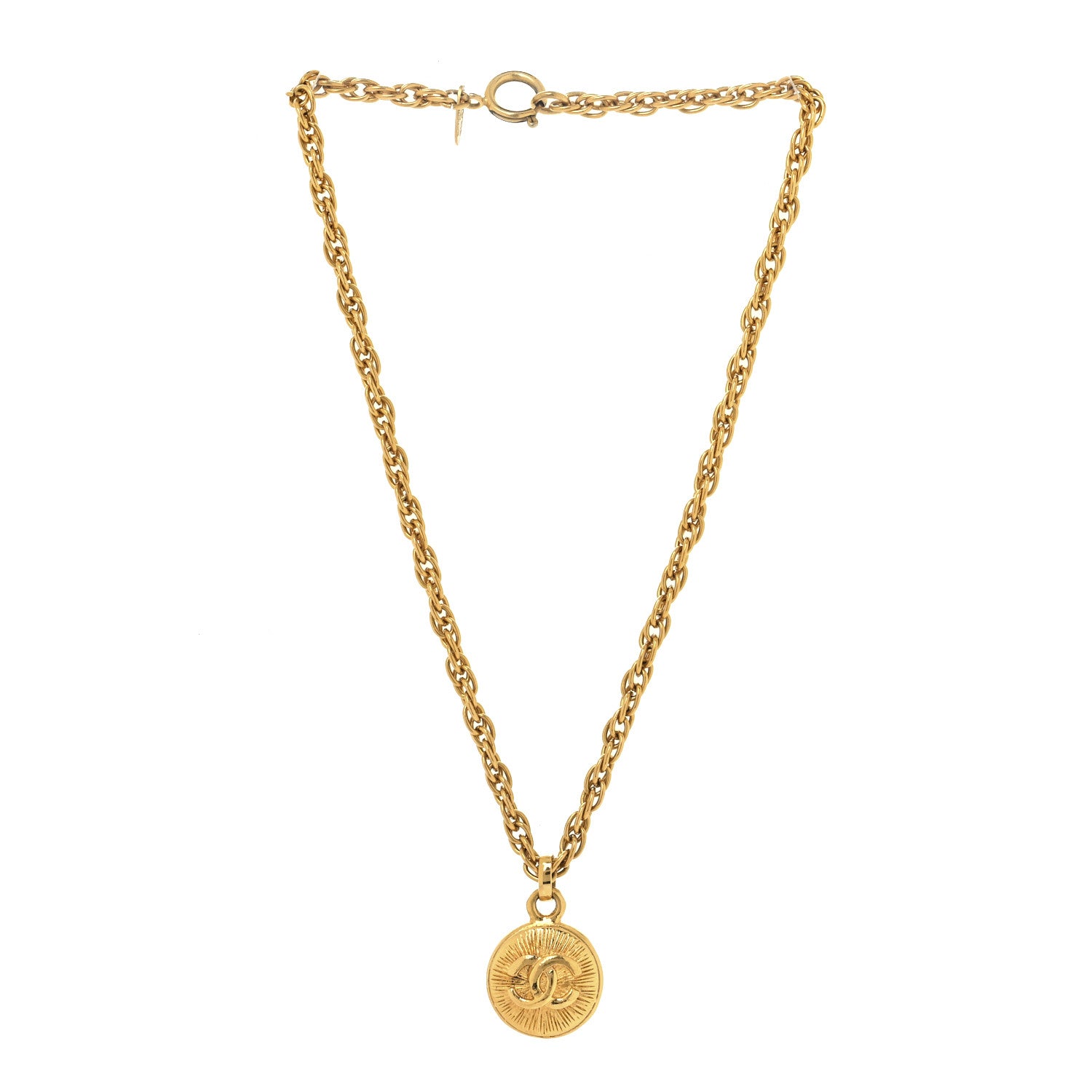 Chanel CC Medallion Choker Chain Necklace Gold 3 of 4