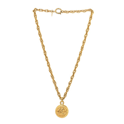Chanel CC Medallion Choker Chain Necklace Gold 3 of 4