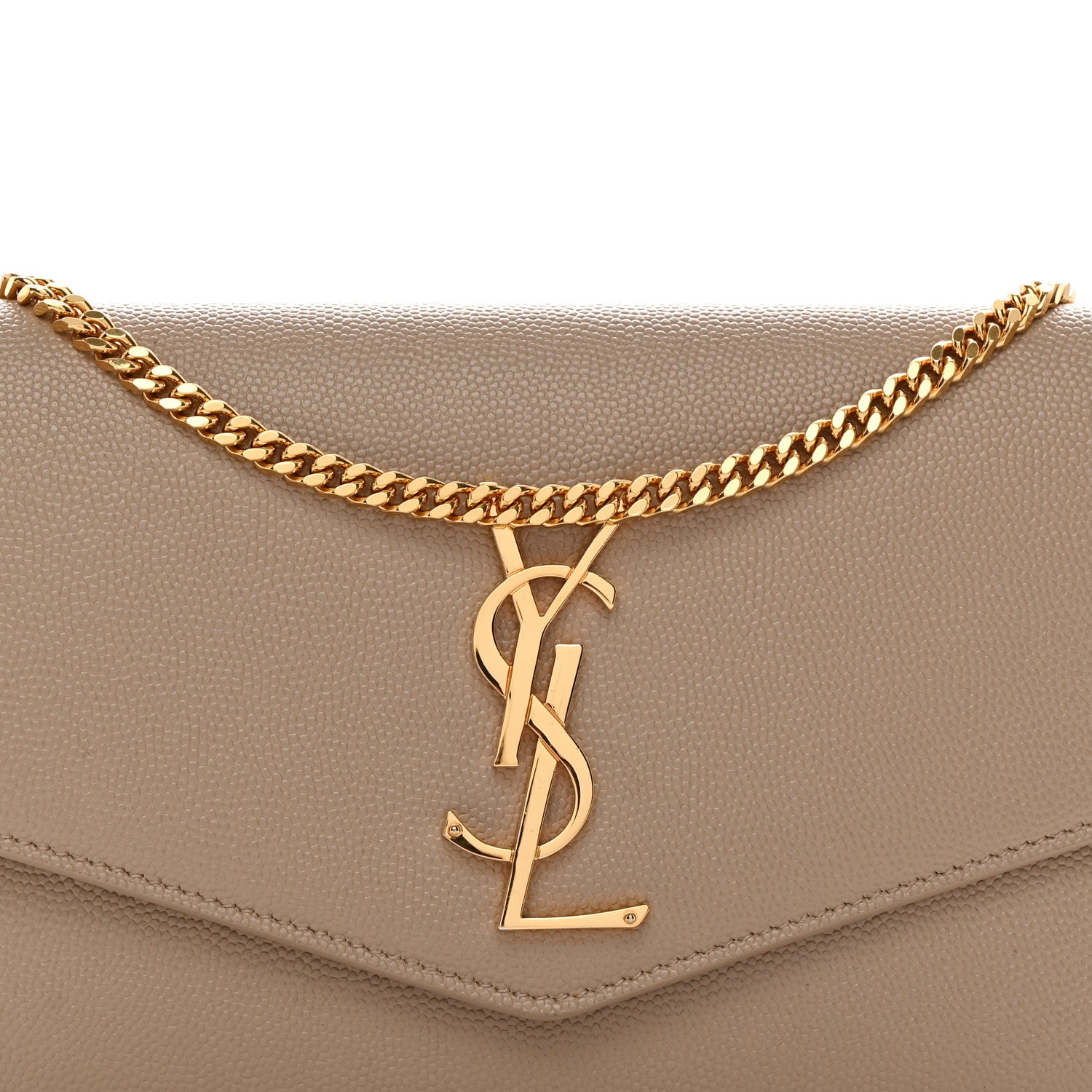 Saint Laurent Grain De Poudre Monogram Uptown Chain Wallet Dark Beige 9 of 14