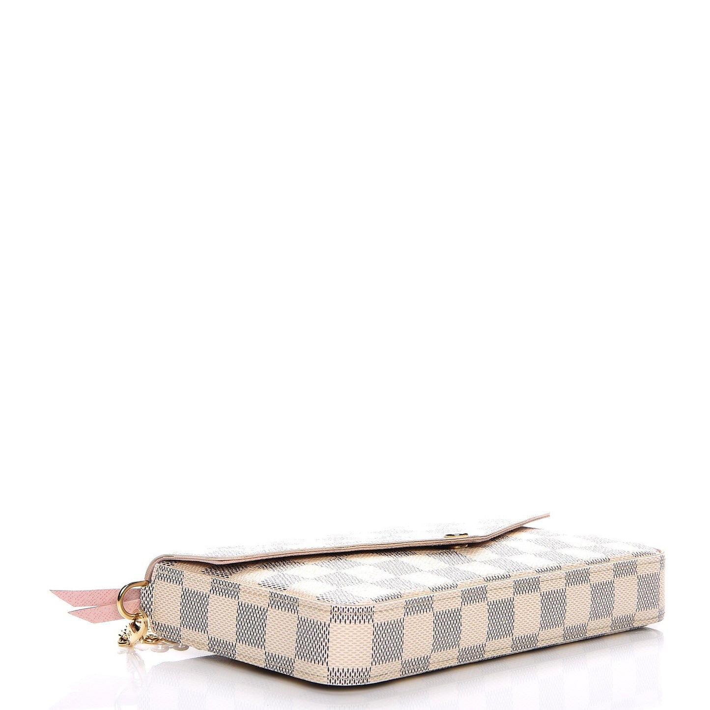 Damier Azur Pochette Felicie Chain Wallet Rose Ballerine