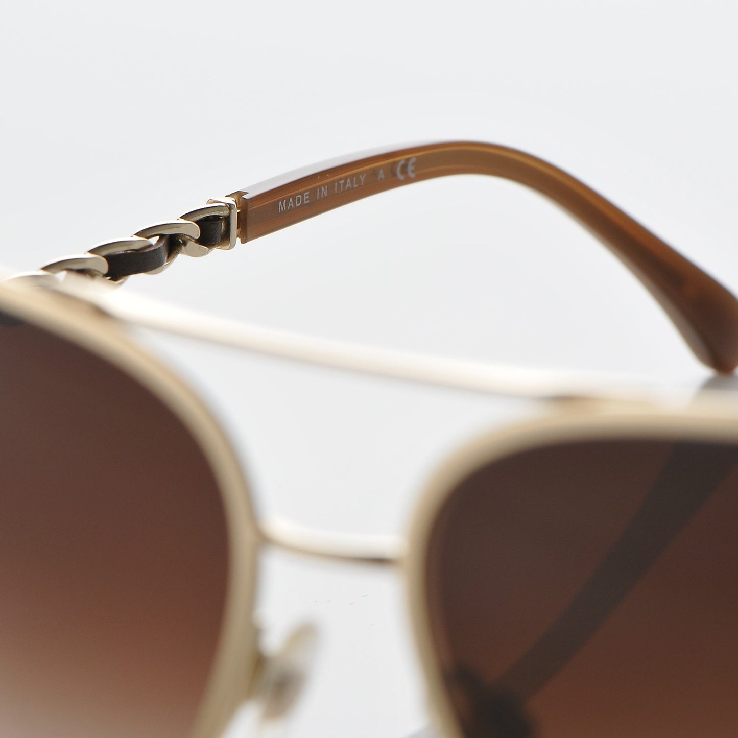 Lambskin Aviator Chain Sunglasses 4194-Q Gold