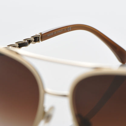 Chanel Lambskin Aviator Chain Sunglasses 4194-Q Gold 5 of 7