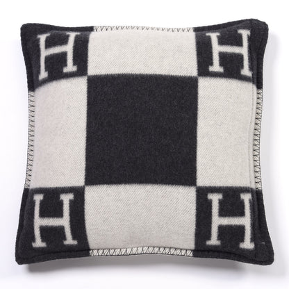 Hermes Wool Cashmere Avalon Pillow PM Ecru Gris Fonce 2 of 3