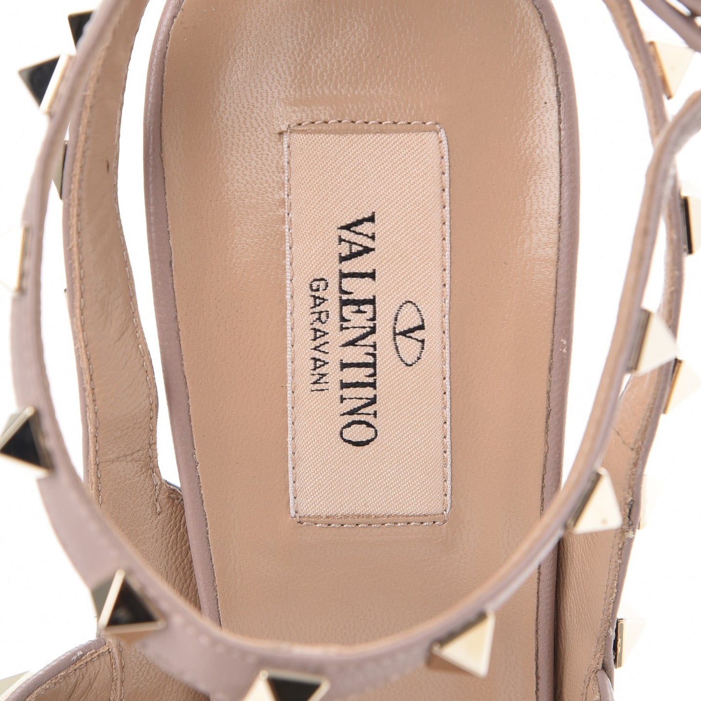 Patent Rockstud Ankle Strap Pumps 40 Stone Poudre