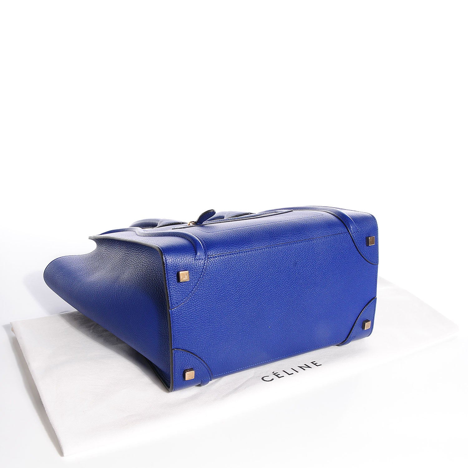 Celine Drummed Calfskin Mini Luggage Indigo 4 of 8