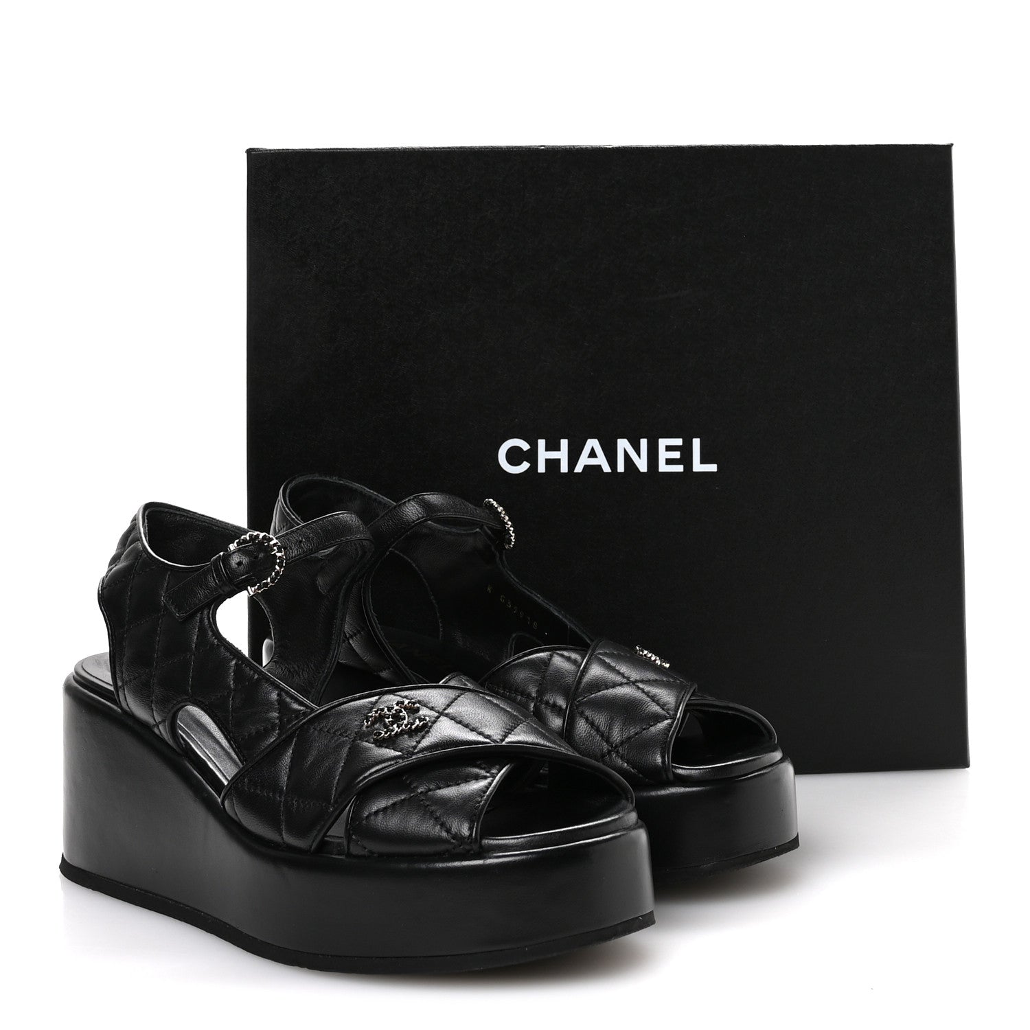 Chanel Lambskin Quilted Platform Sandals 39.5 Black 9 of 9