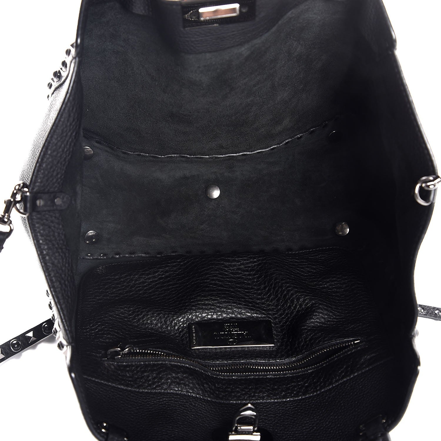 Valentino Garavani Grained Calfskin Onyx Medium Rockstud Rolling Tote Black 6 of 8
