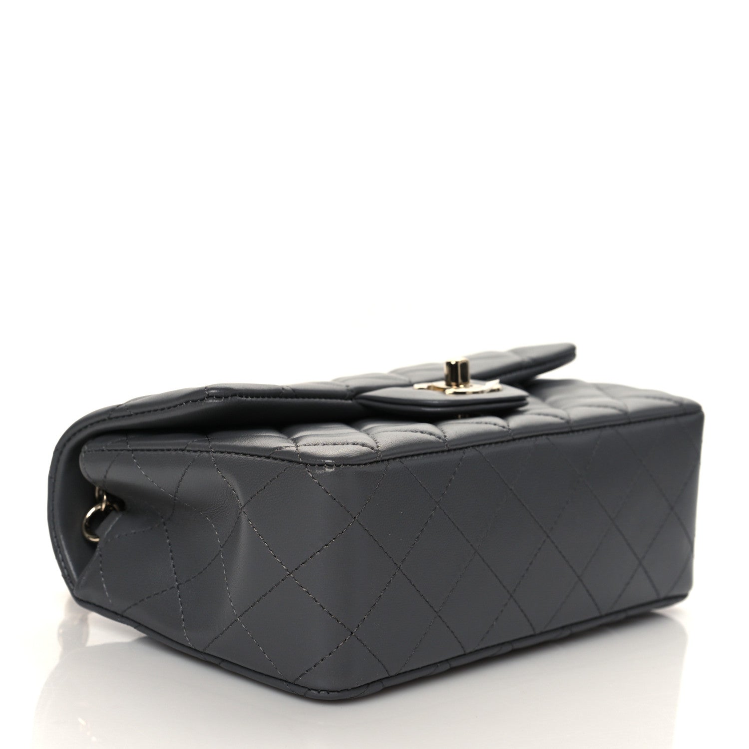 Chanel Lambskin Quilted Mini Rectangular Flap Dark Grey 4 of 11