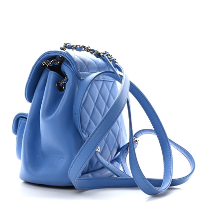 Chanel Lambskin Quilted Small Duma Drawstring Backpack Blue 3 of 10