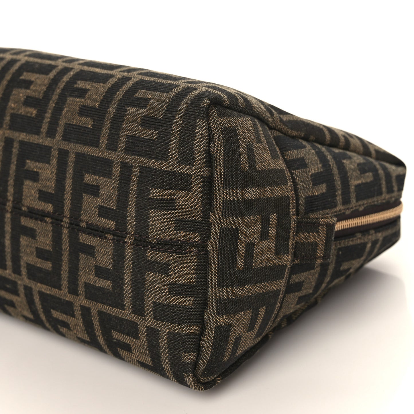 Fabric Jacquard FF 1974 Medium Trapezoid Beauty Pouch Tobacco Moro Black