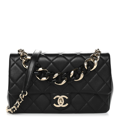 Chanel Lambskin Quilted Resin Bi-Color Chain Flap Bag Black 1 of 10