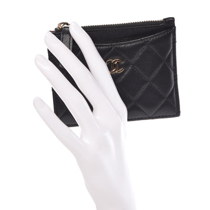 Chanel Lambskin Quilted Zip Card Holder Black 2 of 8