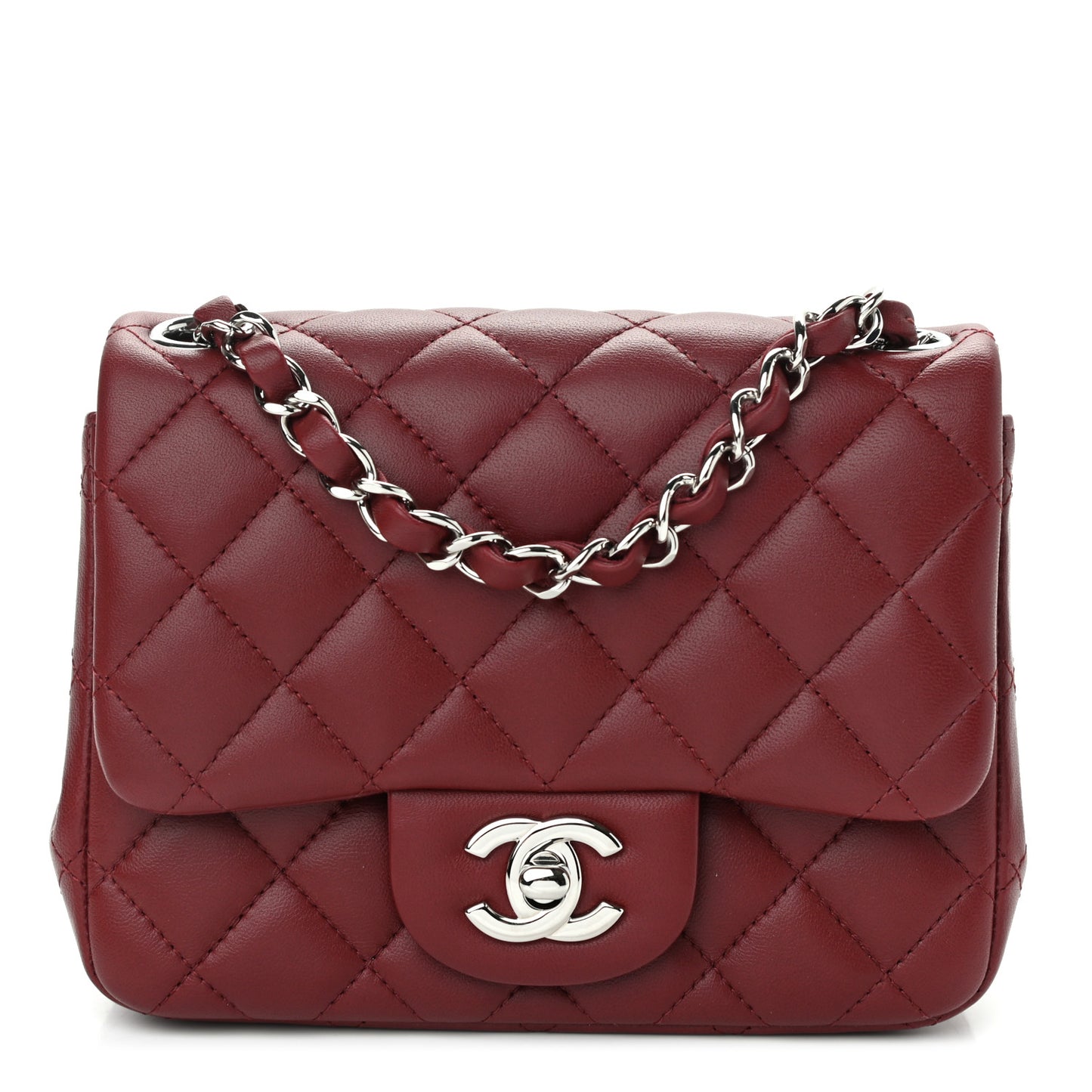 Lambskin Quilted Mini Square Flap Bordeaux