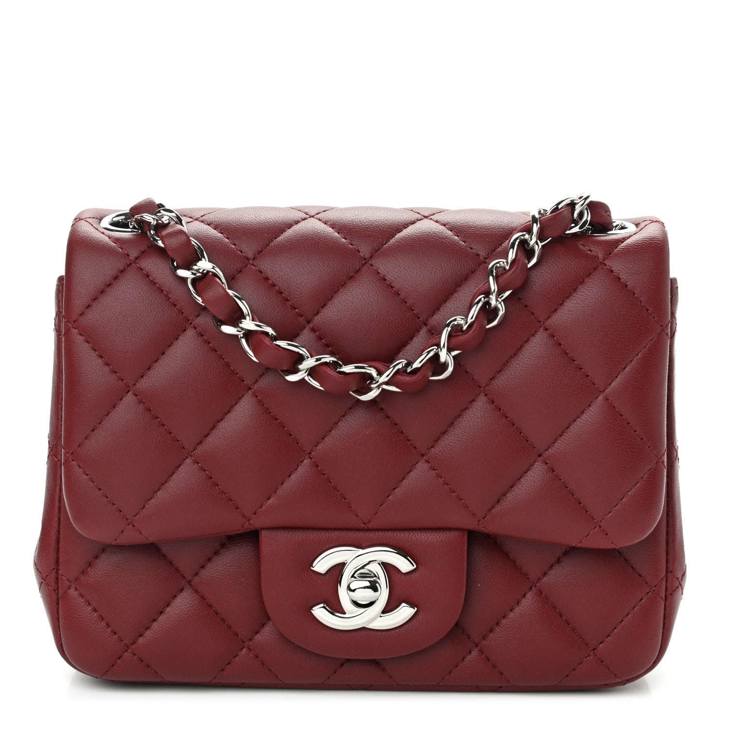 Chanel Lambskin Quilted Mini Square Flap Bordeaux 1 of 11