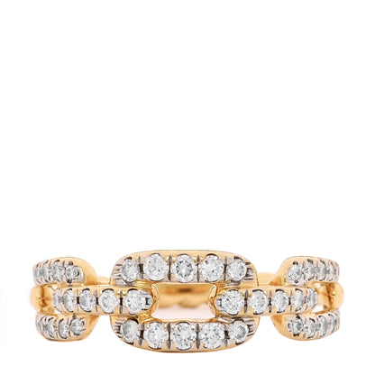 David Yurman 18K Yellow Gold Diamond 7mm Stax Single Row Chain Link Ring 56 7.75 1 of 4