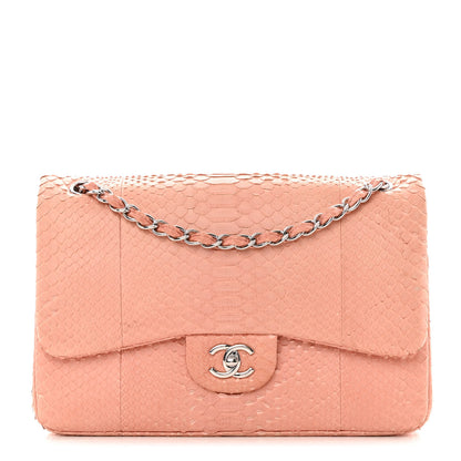 Chanel Snakeskin Jumbo Double Flap Pink 1 of 18