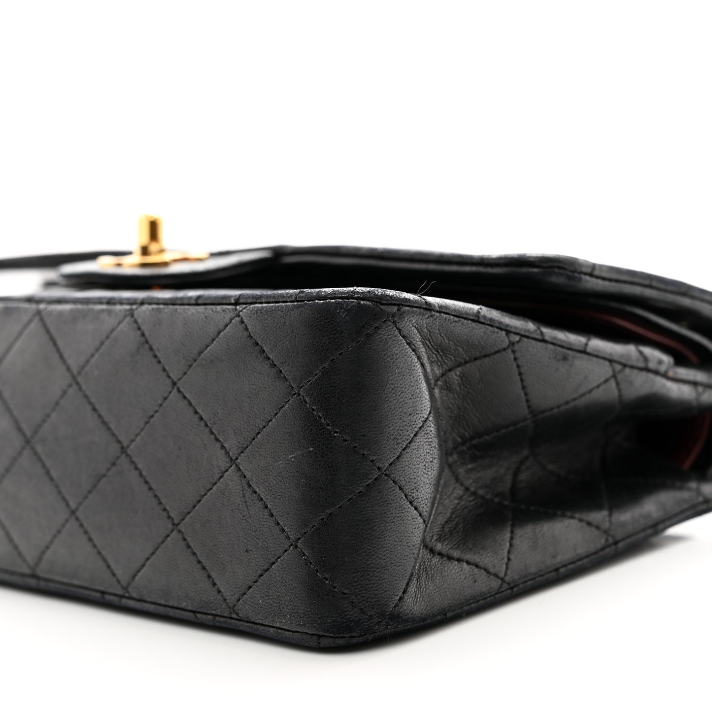 Lambskin Quilted Medium Double Flap Black