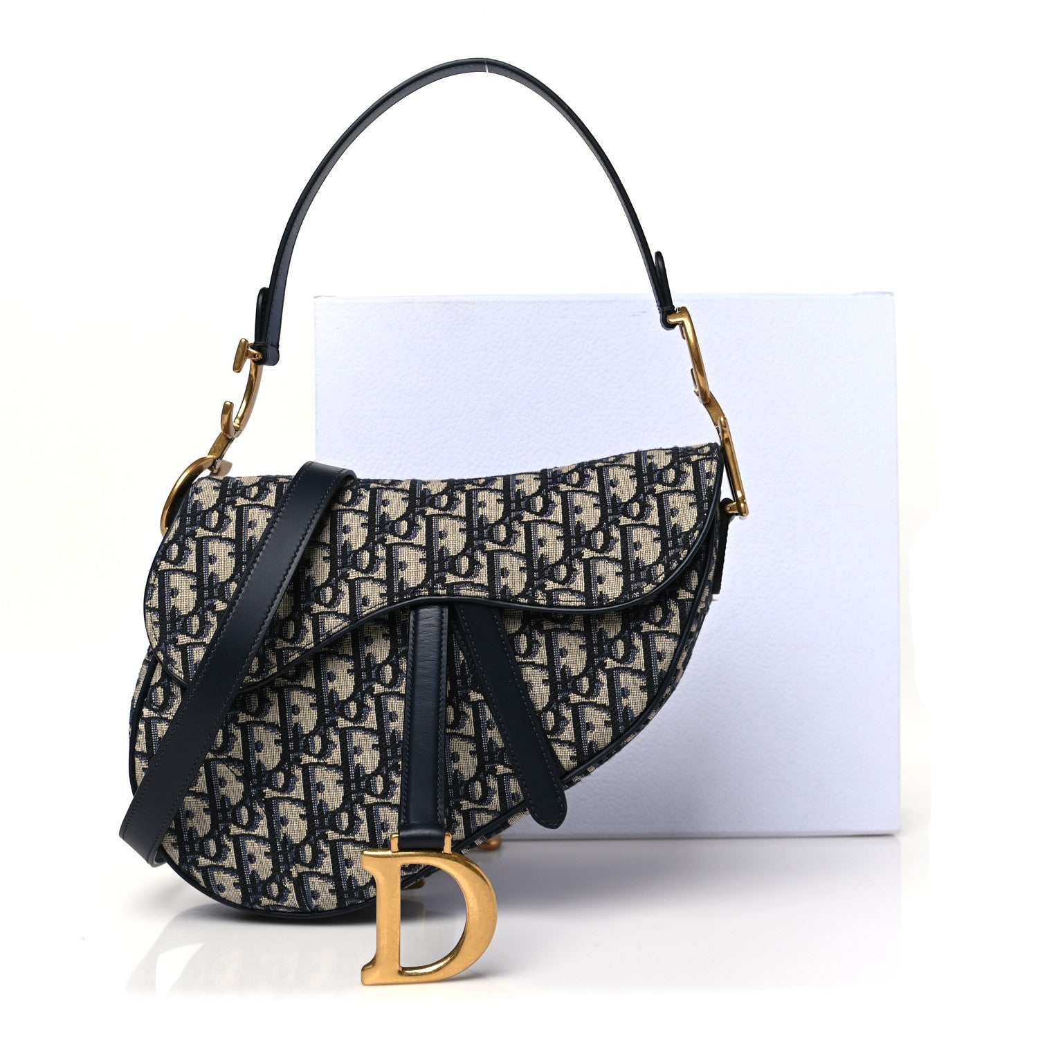 Christian Dior Oblique Saddle Bag With Strap Blue 11 of 11