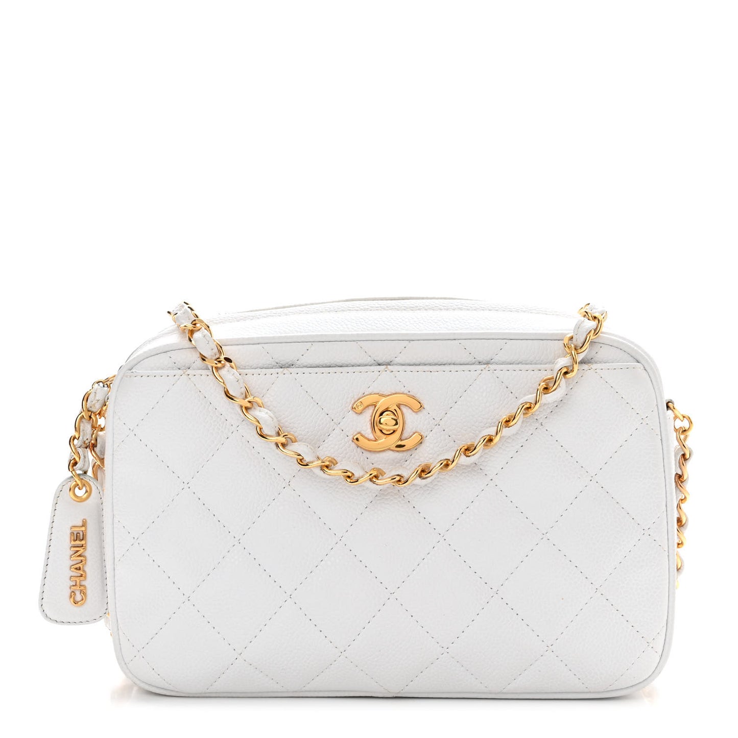 Caviar Quilted Camera Case White