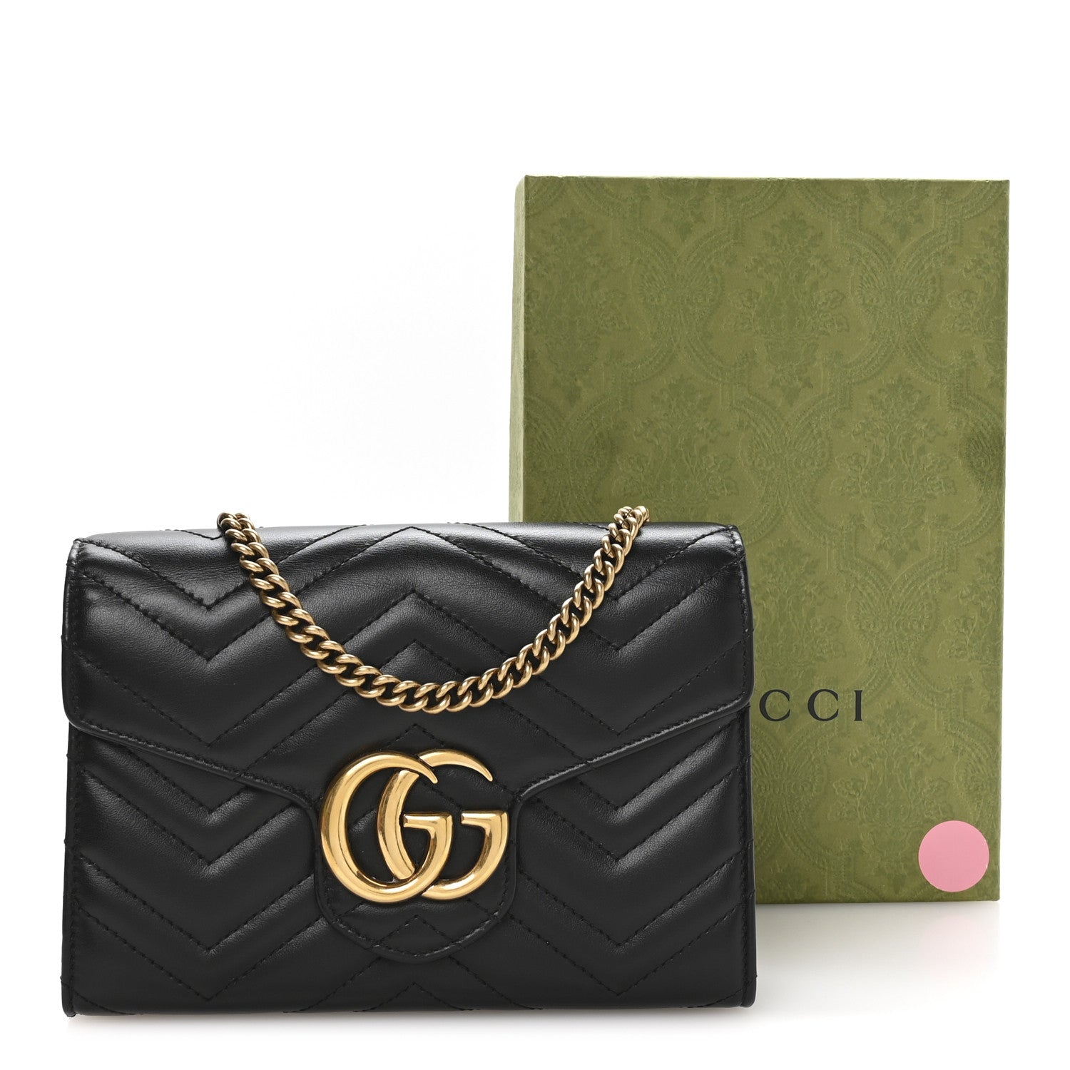 Gucci Calfskin Matelasse GG Marmont Chain Wallet Black 11 of 11