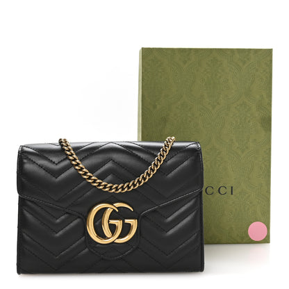 Gucci Calfskin Matelasse GG Marmont Chain Wallet Black 11 of 11
