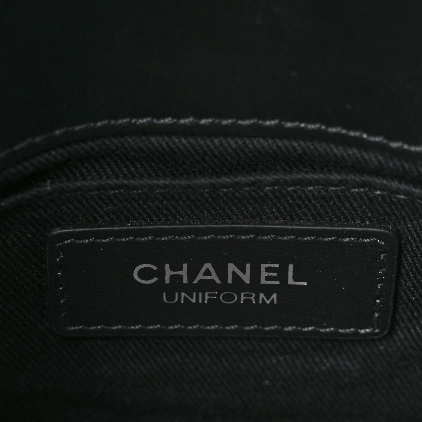 Calfskin Quilted CC Uniform Flap Belt Bag Black