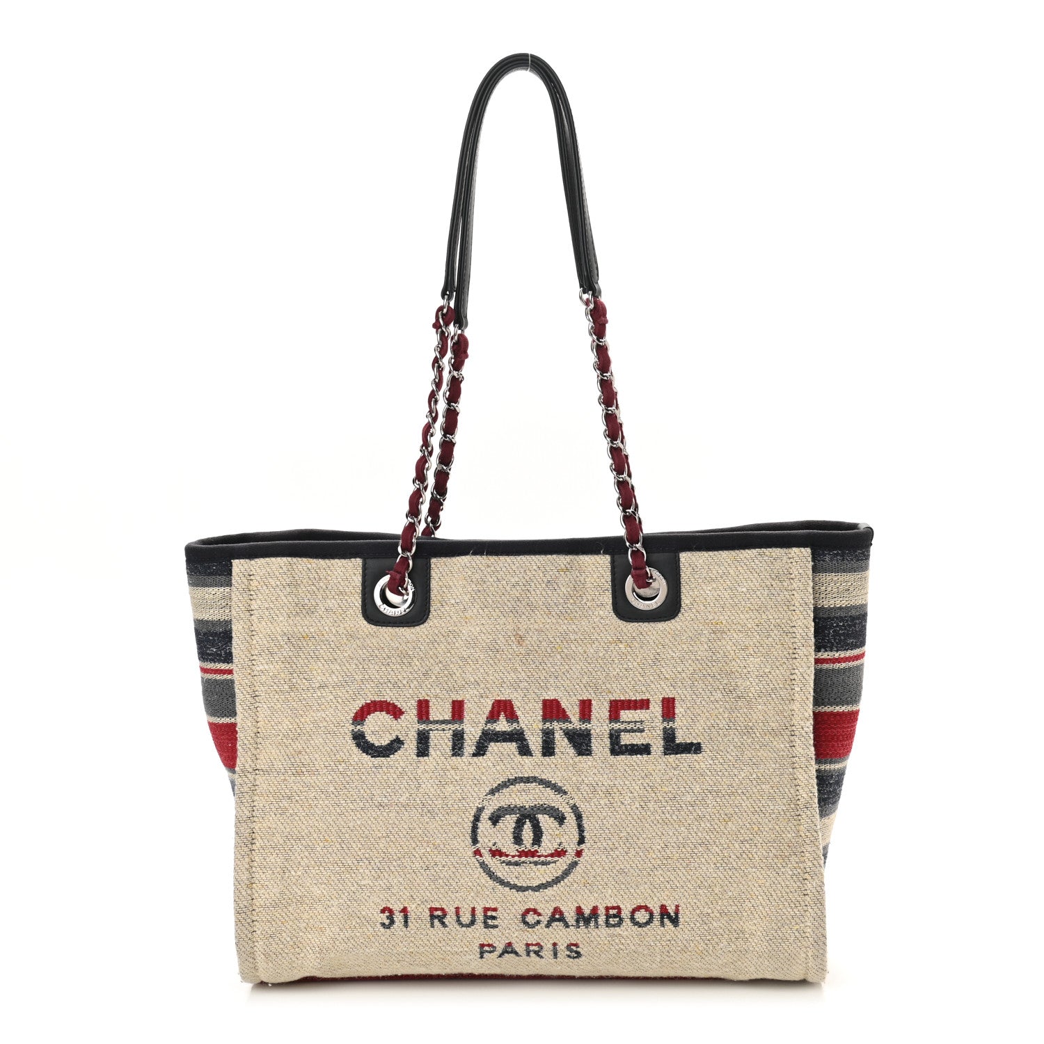 Chanel Striped Canvas Small Deauville Tote 1 of 10