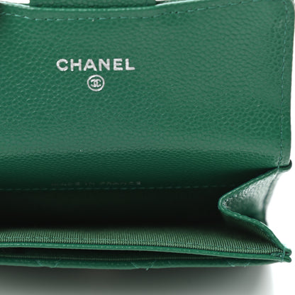 Chanel Caviar Quilted Flap Card Holder Wallet Green 5 of 8
