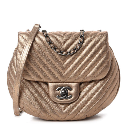 Chanel Metallic Aged Calfskin Chevron Small Bubble CC Flap Gold 1 of 11